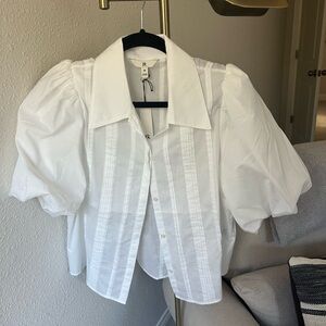 NWT Banana Republic White Puff Sleeve Blouse